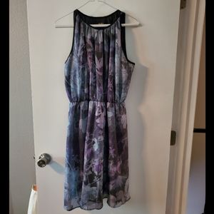 EUC Flowy Summer Travel Vacation Dress Floral Print L 12 14